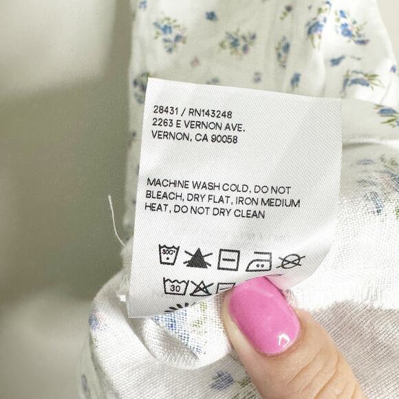 Reformation Womens Emilia Mini Dress Off The Shoulder Floral Linen White Size 4 - Picture 8 of 9